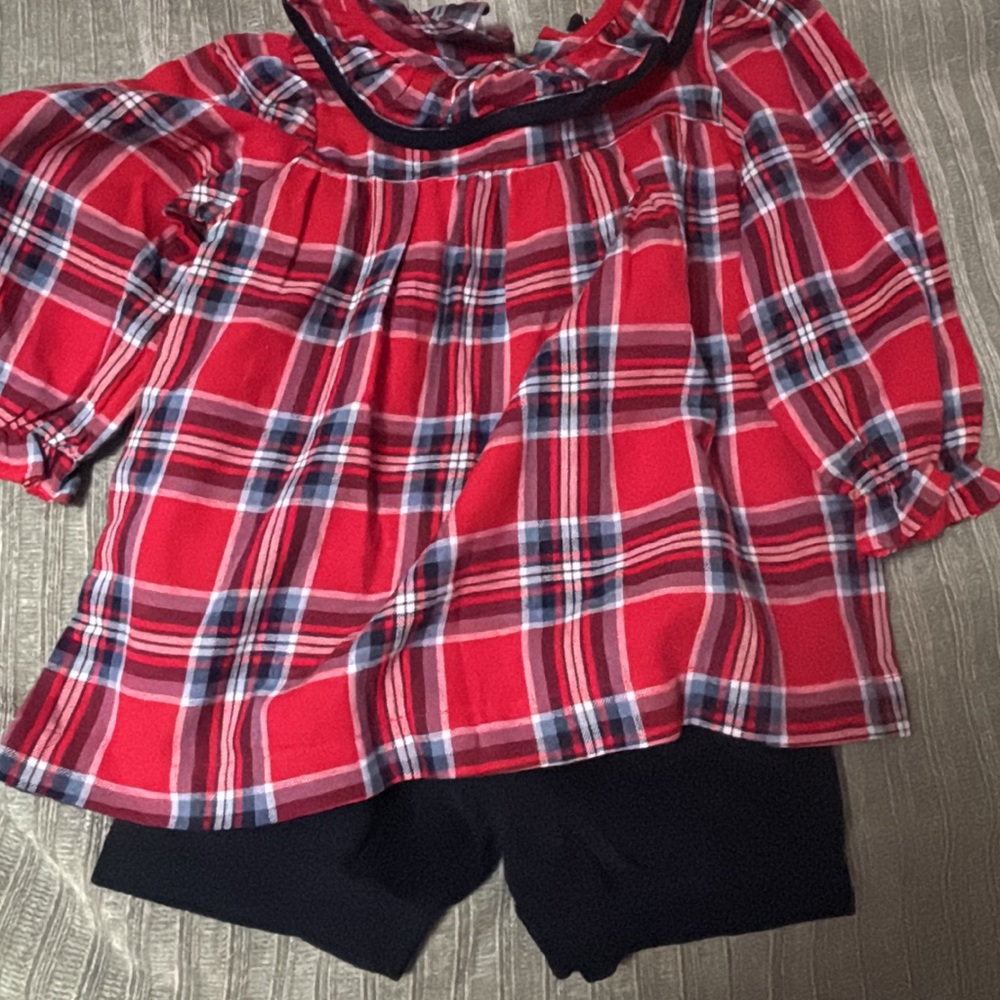 $12 3T Charming Red Plaid Kids Blouse